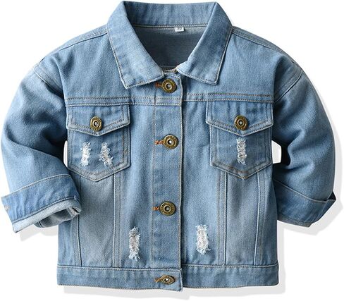 Feidoog Baby Boys Plaid Denim Jacket Toddler Button Down Long Sleeve Lightweight Denim Jackets Outerwear in Saudi Arabia