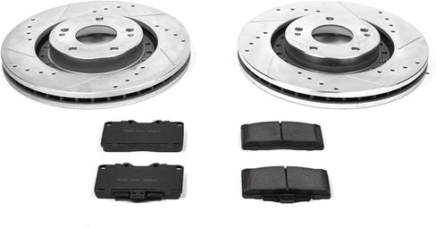 Power Stop K1222 Front Z23 Carbon Fiber Brake Pads with Drilled & Slotted Brake Rotors Kit For Dodge Stealth 1994-1996, Mitsubishi 3000GT 1994-1999 [Model Specific] in Saudi Arabia