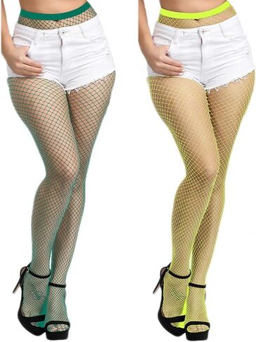 Womens Fishnets Colorful Fishnet Tights Sexy High Waist Fishnet Pantyhose Mesh Fishnet Stockings 2 Pack, M Hole in Saudi Arabia