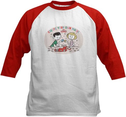 Cafepress Play Doh: Fun Factory Kids Baseball T Shirt Kids Cotton Baseball Jersey ، 3/4 Raglan Sleeve Shirt in Kuwait