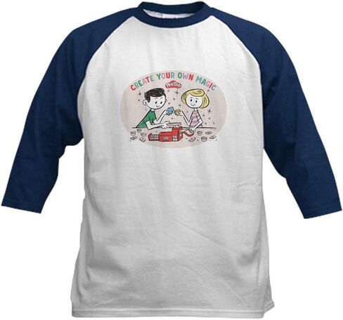 Cafepress Play Doh: Fun Factory Kids Baseball T Shirt Kids Cotton Baseball Jersey ، 3/4 Raglan Sleeve Shirt in Kuwait