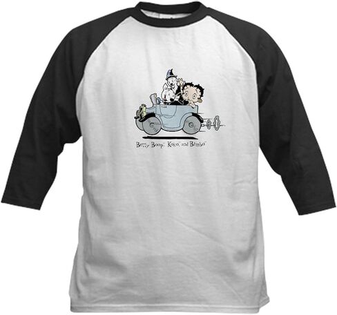 Cafepress Betty Boop Clown Car Kids Baseball T Shirt Kids Cotton Baseball Jersey ، 3/4 Raglan Sleeve Shirt in Kuwait