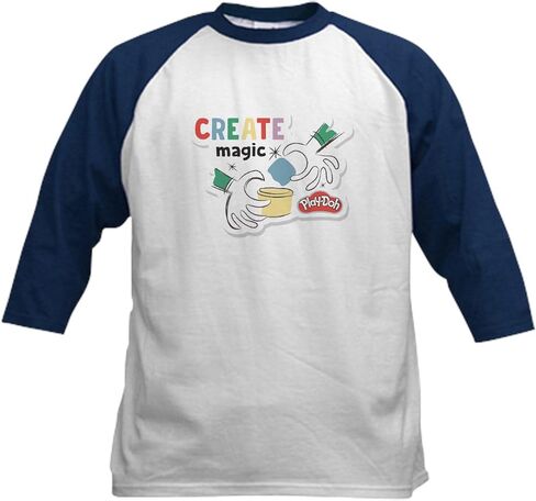 Cafepress Play Doh: Create Magic Kids Baseball T Shirt Kids Cotton Baseball Jersey ، 3/4 Raglan Sleeve Shirt in Kuwait