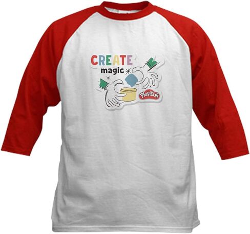 Cafepress Play Doh: Create Magic Kids Baseball T Shirt Kids Cotton Baseball Jersey ، 3/4 Raglan Sleeve Shirt in Kuwait