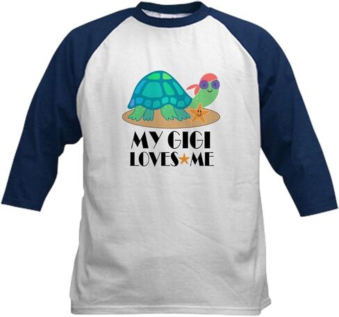 Cafepress Gigi Loves Me Turtle Kids Baseball T Shirt Kids Cotton Baseball Jersey ، 3/4 Raglan Sleeve Shirt in Kuwait