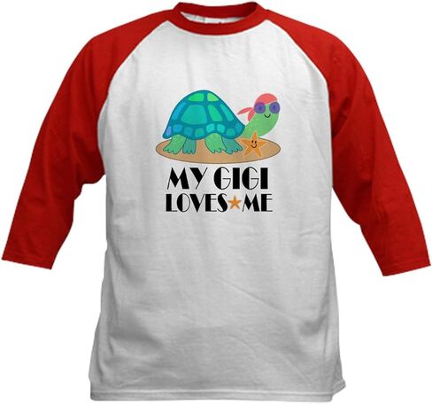 Cafepress Gigi Loves Me Turtle Kids Baseball T Shirt Kids Cotton Baseball Jersey ، 3/4 Raglan Sleeve Shirt in Kuwait