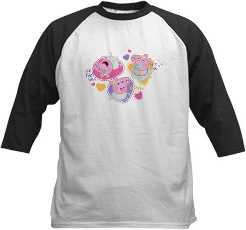 CafePress Peppa Pig: Happy Baby Kids Baseball T Shirt Kids Cotton Baseball Jersey, 3/4 Raglan Sleeve Shirt in Saudi Arabia