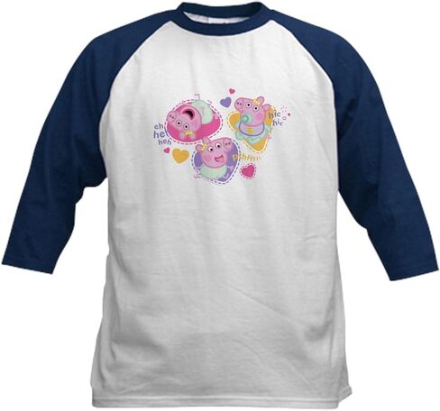 CafePress Peppa Pig: Happy Baby Kids Baseball T Shirt Kids Cotton Baseball Jersey, 3/4 Raglan Sleeve Shirt in Saudi Arabia