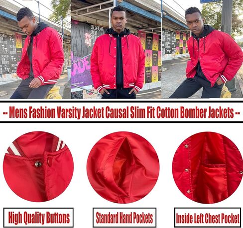 Weiv Mens Fashion Varsity Widnbreaker Jacket Causal Regular Fit Letterman Baseball Bomber Jackets in Saudi Arabia