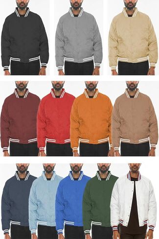 Weiv Mens Fashion Varsity Widnbreaker Jacket Causal Regular Fit Letterman Baseball Bomber Jackets in Saudi Arabia