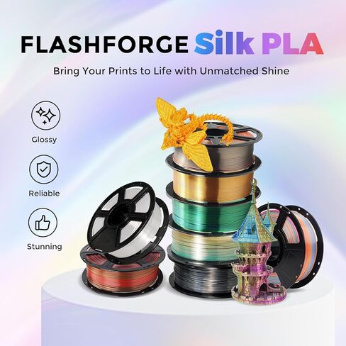FLASHFORGE Silk PLA Filament 1.75mm +/- 0.02mm, Gold to Red Gradient, Smooth Color-Changing 3D Printing Filament 1kg (2.2lbs) Spool, Fits for Most FDM 3D Printers in Kuwait