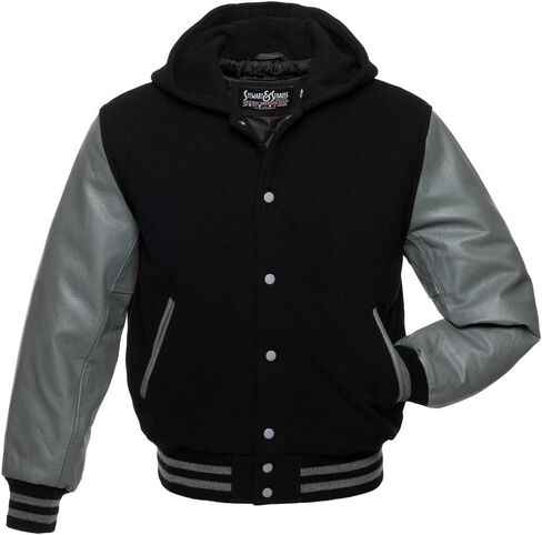Stewart & Strauss Original Hoodie Varsity Letterman Jackes منذ عام 1977 (10 ألوان الفريق) Wool & Leather XXS إلى 6XL ، الأصل in Kuwait