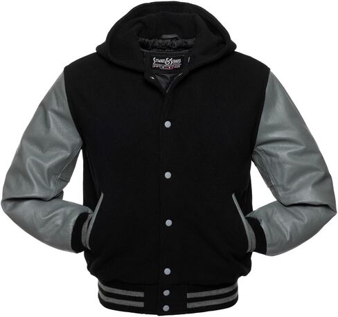 Stewart & Strauss Original Hoodie Varsity Letterman Jackes منذ عام 1977 (10 ألوان الفريق) Wool & Leather XXS إلى 6XL ، الأصل in Kuwait