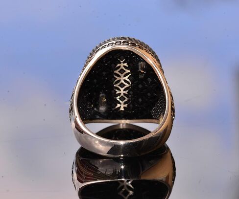 925 Sterling Silver King Crown Ring - Natural Onyx Gemstone - Men's Majestic Jewelry in Saudi Arabia