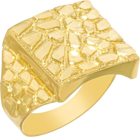 Floreo 10k Yellow Gold 11.5mm Solid Square Nugget Ring in Kuwait