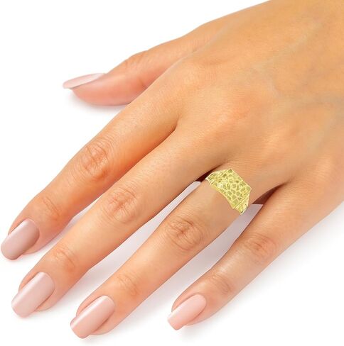 Floreo 10k Yellow Gold 11.5mm Solid Square Nugget Ring in Kuwait