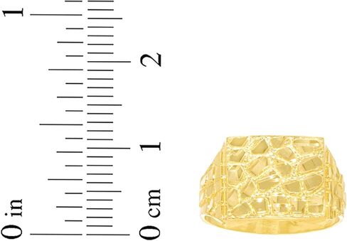Floreo 10k Yellow Gold 11.5mm Solid Square Nugget Ring in Kuwait