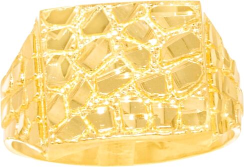 Floreo 10k Yellow Gold 11.5mm Solid Square Nugget Ring in Kuwait