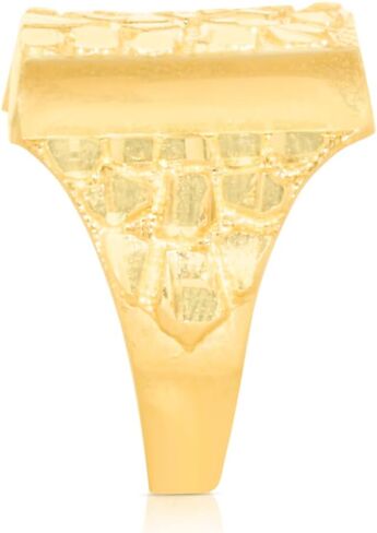 Floreo 10k Yellow Gold 11.5mm Solid Square Nugget Ring in Kuwait