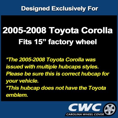 Premium Replica Hubcap, Replacement for Toyota Corolla 2005-2008, 15-inch Wheel Cover (1 Piece) in Saudi Arabia
