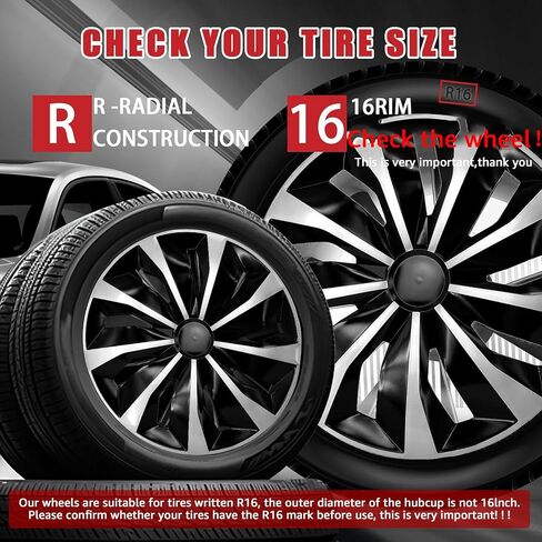 مجموعة Auto Hubcap ، استبدال غطاء عجلة Hubcap R16 ، R16 Snap على مجموعة غلاف العجلات ، غلاف حافة العجلة العالمي يناسب Toyota VW Chevy Chevrolet Honda Mazda Dodge Ford (مجموعة من 4) in Kuwait