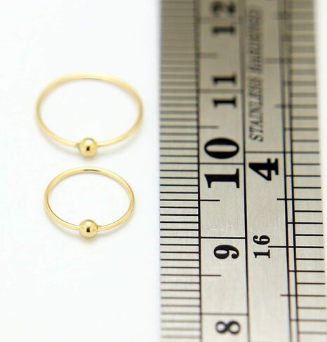 14K الصلبة الذهب الأصفر 22 مقياس BCR Beade Beade Lose Ring - Cartilage - Daith - Rook - Lobe - Conch Piercing Body Jewelry in Kuwait