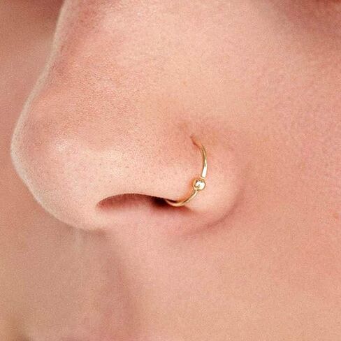14K الصلبة الذهب الأصفر 22 مقياس BCR Beade Beade Lose Ring - Cartilage - Daith - Rook - Lobe - Conch Piercing Body Jewelry in Kuwait