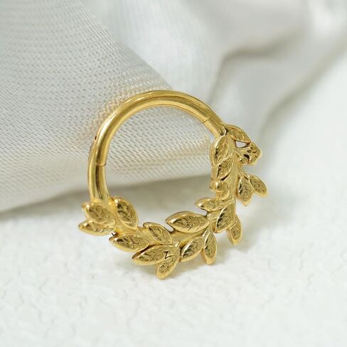 16 جرام من أوراق Daith القرط الجراحية المجوهرات الفولاذ الثقب المفصلي مفصلي خاتم الحاجز ، 16 مقياس الذهب الفضة 8 ملم in Kuwait