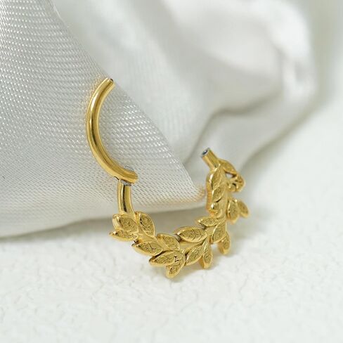 16 جرام من أوراق Daith القرط الجراحية المجوهرات الفولاذ الثقب المفصلي مفصلي خاتم الحاجز ، 16 مقياس الذهب الفضة 8 ملم in Kuwait