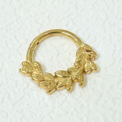 16 جرام من أوراق Daith القرط الجراحية المجوهرات الفولاذ الثقب المفصلي مفصلي خاتم الحاجز ، 16 مقياس الذهب الفضة 8 ملم in Kuwait