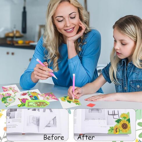 Anseal 8 Pcs Animals Diamond Art Painting Bookmark, Rhinestone Crystal Corner Bookmarks for Book Lovers, Triangle Embroidery Painting Arts Crafts Book Mark for Kids in Kuwait