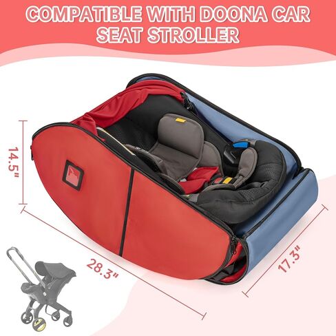 Padded Car Seat Travel Bag Compatible with Doona, Infant Car Seat Travel Bag, Foldable Car Seat Stroller Gate Check Bag for Airplane (Black) in Kuwait