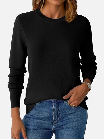 Women Wool Blend Sweater Crew Neck Lightweight Pullover Long Sleeve Fall Tops Tops Business Disual Ditibits 2025 Fashion in Kuwait