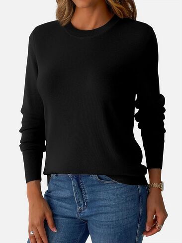 Women Wool Blend Sweater Crew Neck Lightweight Pullover Long Sleeve Fall Tops Tops Business Disual Ditibits 2025 Fashion in Kuwait
