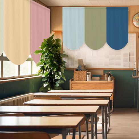 6 PCS School Classroom Stertains مرة أخرى إلى الفصول الدراسية الستائر الملونة لرياضة رياض الأطفال يوم نوم غرفة نوم ديكور غرفة غرفة (بوهو) in Saudi Arabia