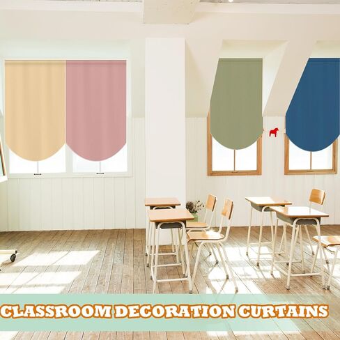6 PCS School Classroom Stertains مرة أخرى إلى الفصول الدراسية الستائر الملونة لرياضة رياض الأطفال يوم نوم غرفة نوم ديكور غرفة غرفة (بوهو) in Saudi Arabia