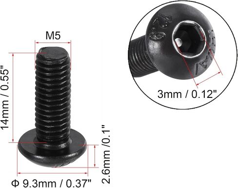 uxcell M5x6mm عرافة المقبس زر غطاء الرأس البراغي مسامير الكربون الصلب 50pcs in Saudi Arabia