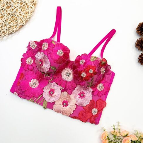 Three-Dimensional Flower Suspenders Outerwear Underwear Stage Top Fairy Beaded Tube Top in Kuwait