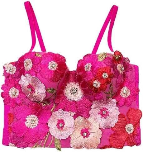 Three-Dimensional Flower Suspenders Outerwear Underwear Stage Top Fairy Beaded Tube Top in Kuwait