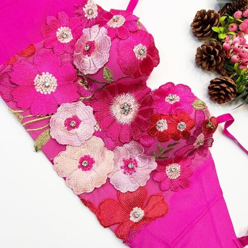 Three-Dimensional Flower Suspenders Outerwear Underwear Stage Top Fairy Beaded Tube Top in Kuwait