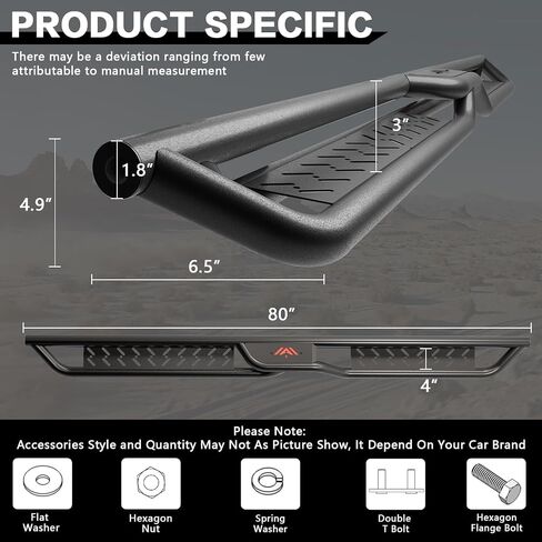 Running Boards 6.5 Inches for Crew Cab Chevy Silverado/GMC Sierra 2007-2018 1500 | 2019 Limited/LD | 2007-2019 2500HD/3500HD (4 Full Size Doors) Black Aluminum Alloy Side Steps Rails Nerf Bars 6.5" in Saudi Arabia