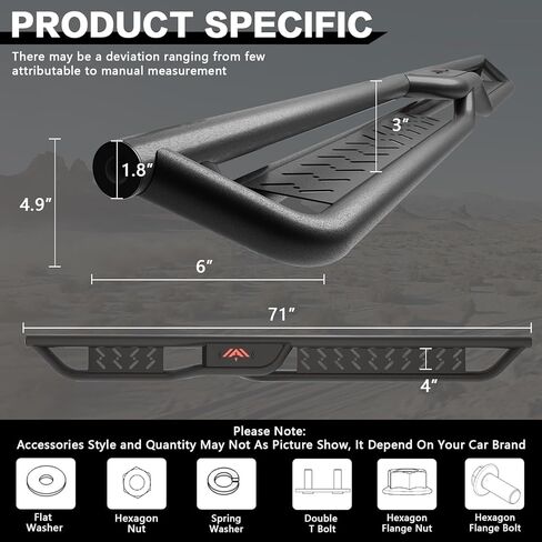 ألواح تشغيل بطانة Perfit وخطوات جانبية متوافقة مع 2018-2025 Jeep Wrangler JL 4 Doors ، Jeep Wrangler 4xe ، خطوات من الصلب الكربوني الأسود Nerf Bars in Kuwait