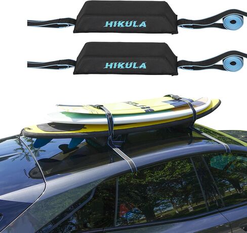 HIKULA 28" Soft Aero Roof Rack Pads for Various Crossbars with Two 15' Premium Scratch Resistant Silicone Buckle Tie Down Straps for SUPs, Surfboards, Kayaks, Canoes Includes Storage Bag in Saudi Arabia