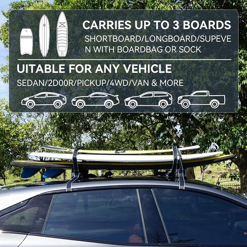 HIKULA 28" Soft Aero Roof Rack Pads for Various Crossbars with Two 15' Premium Scratch Resistant Silicone Buckle Tie Down Straps for SUPs, Surfboards, Kayaks, Canoes Includes Storage Bag in Saudi Arabia