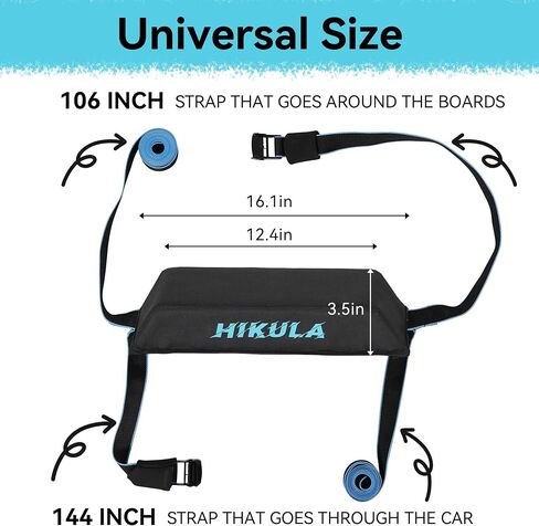 HIKULA 28" Soft Aero Roof Rack Pads for Various Crossbars with Two 15' Premium Scratch Resistant Silicone Buckle Tie Down Straps for SUPs, Surfboards, Kayaks, Canoes Includes Storage Bag in Saudi Arabia
