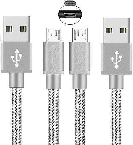 كابل شحن شاحن وحدة التحكم PS4، 2 حزمة كابل Micro USB 2.0 بطول إضافي 10 أقدام، سلك مضفر من النايلون، لجهاز PS4، PS4 Slim/Pro، وحدة تحكم Xbox One S/X، لجهاز Kindle in Kuwait
