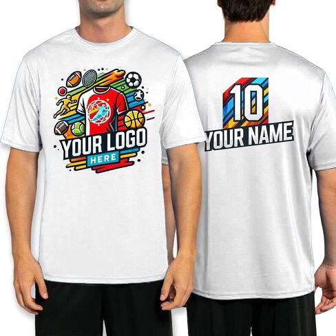 Custom Sport Performance T-Shirt, 100% Polyester, Moisture-Wicking, Personalized with Your Design, Printed in The USA in Saudi Arabia