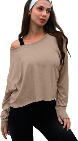 Open Back Workout Tops for Women Long Sleeve Cropped Athletic Clothes Gym Running Yoga Low Impact Sports T Shirts in Saudi Arabia
