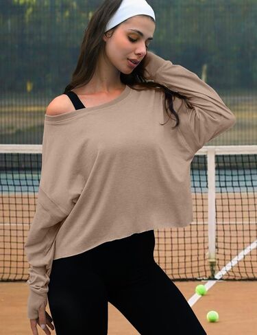 Open Back Workout Tops for Women Long Sleeve Cropped Athletic Clothes Gym Running Yoga Low Impact Sports T Shirts in Saudi Arabia