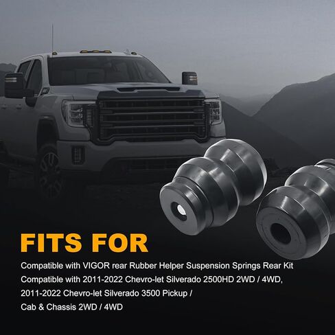GMRCK25D Rubber Helper Suspension Springs Rear Kit for 2011-2022 Che-vy Chevro-let Silverado, GMC Sierra 2500HD 3500HD 2WD / 4WD, Up to 8,600 lbs of Load Leveling Capacity in Saudi Arabia